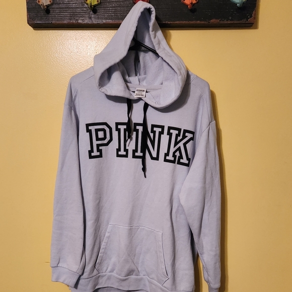 PINK Victoria's Secret Tops - Victoria's Secret PINK women's hoodie. Light blue size medium.